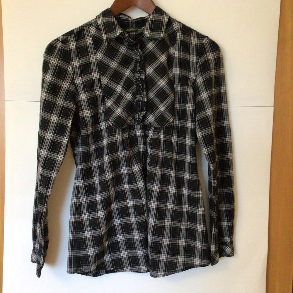 Eddie Bauer Women’s Plaid Blouse Western Style Pattern Size Small